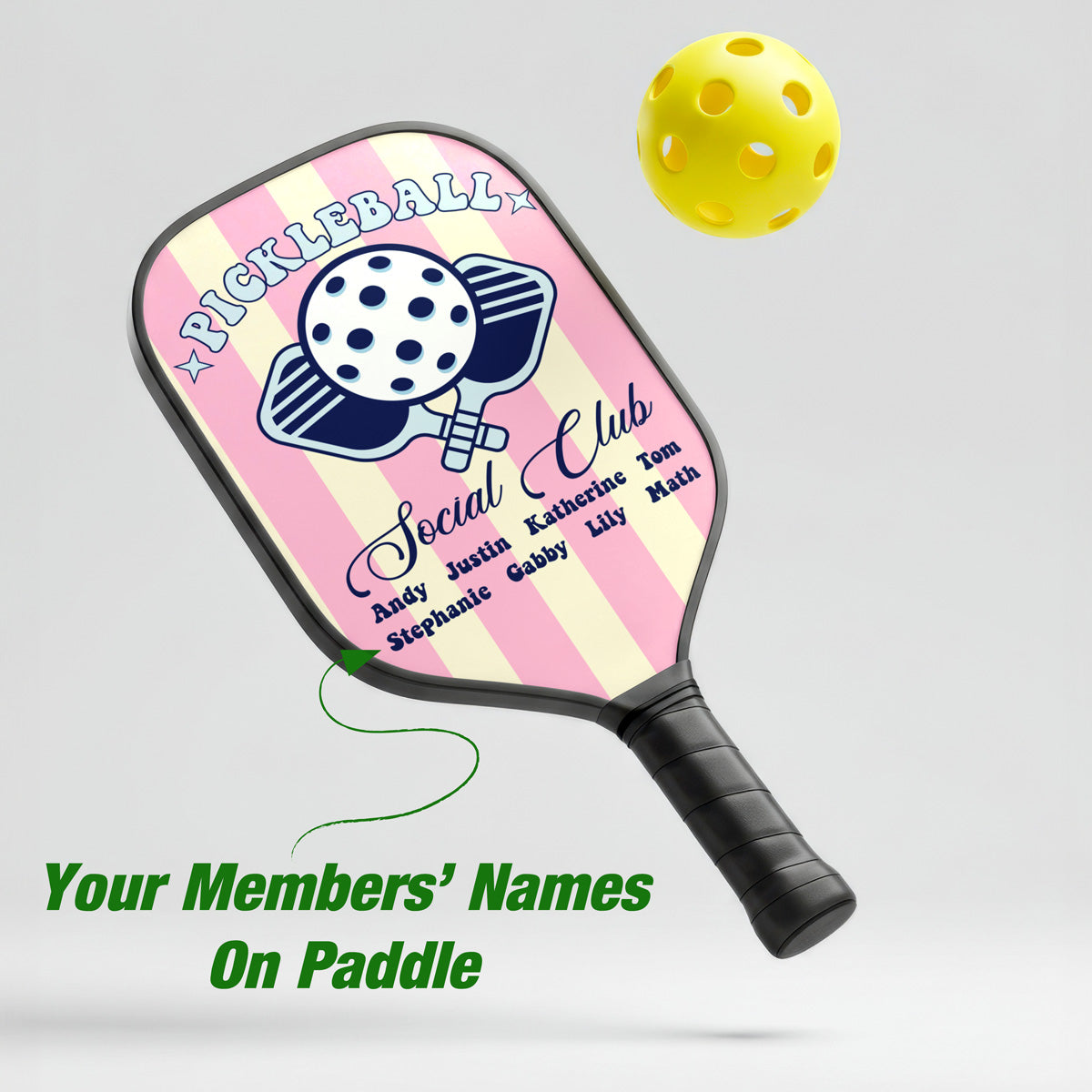 Personalized Pickleball Social Club Pickleball Paddle with Custom Names