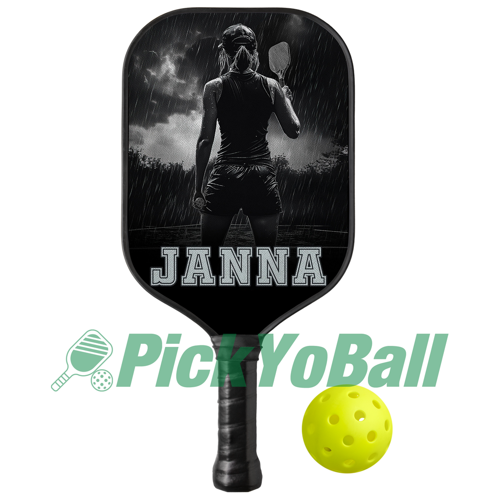 Personalized "Pickleball Girl In The Rain" Pickleball Paddle With Custom Name, Gift For Her