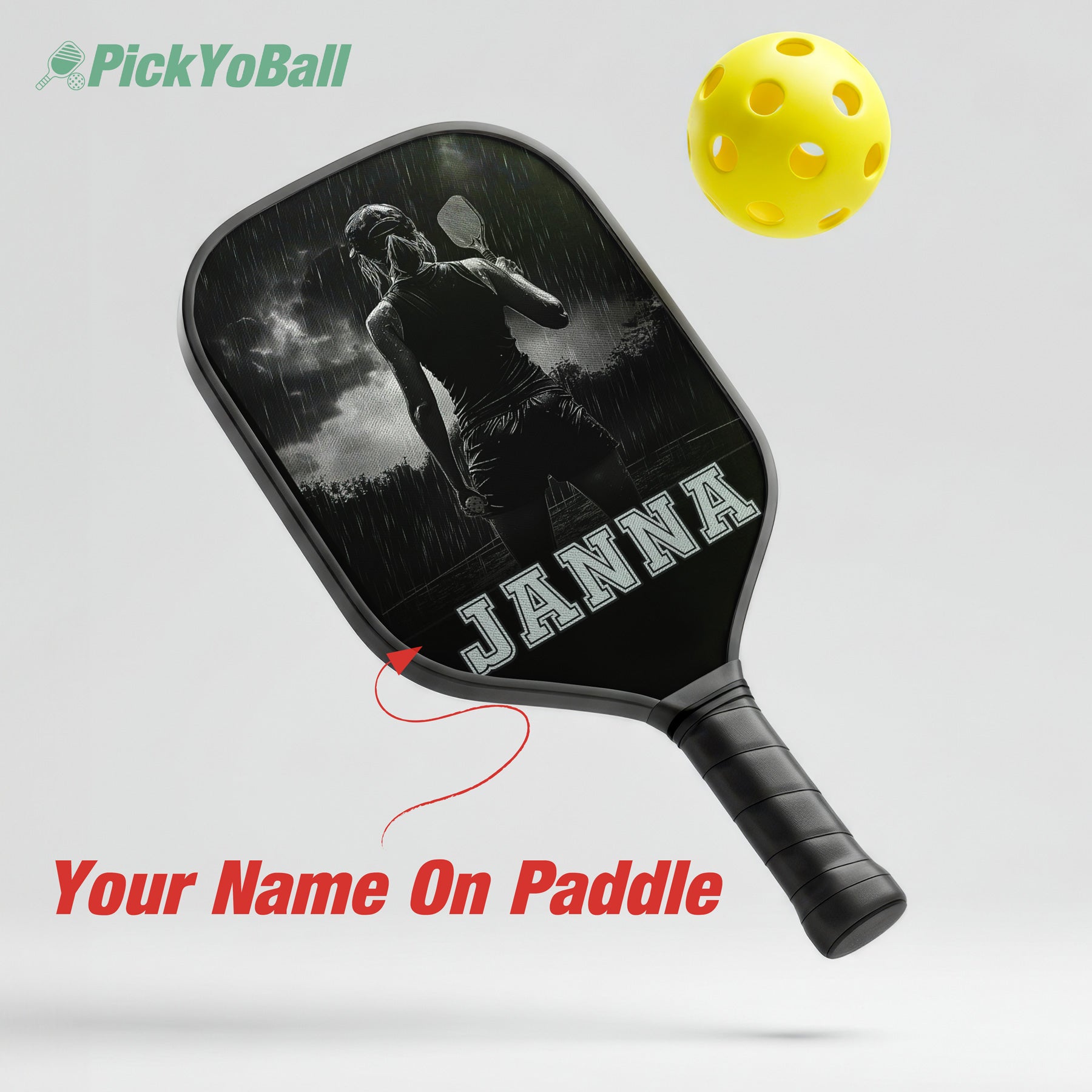 Personalized "Pickleball Girl In The Rain" Pickleball Paddle With Custom Name, Gift For Her