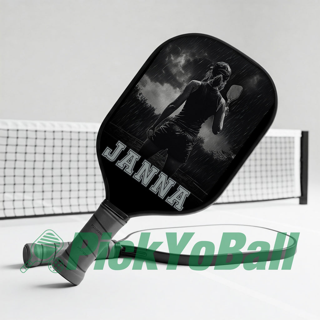 Personalized "Pickleball Girl In The Rain" Pickleball Paddle With Custom Name, Gift For Her