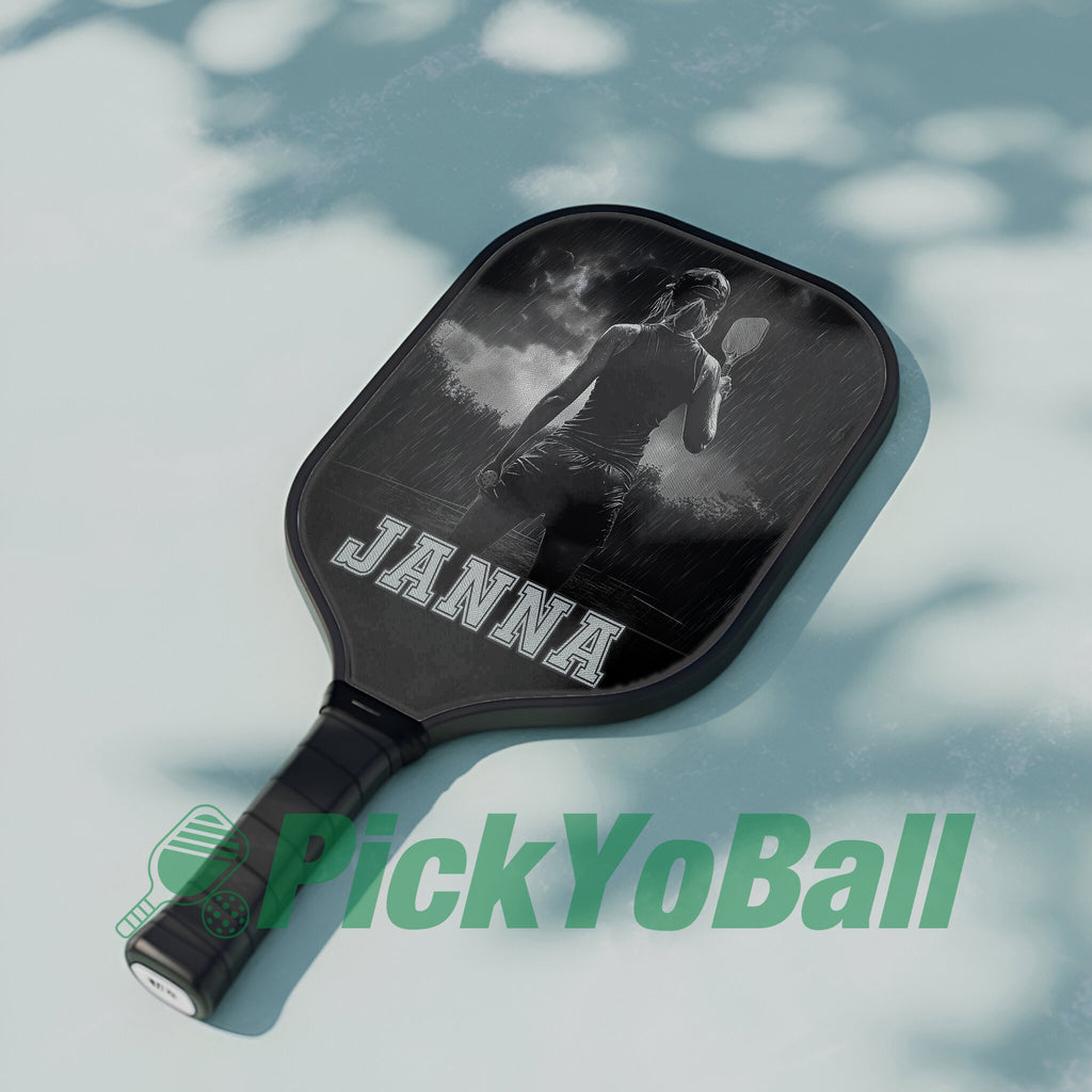 Personalized "Pickleball Girl In The Rain" Pickleball Paddle With Custom Name, Gift For Her