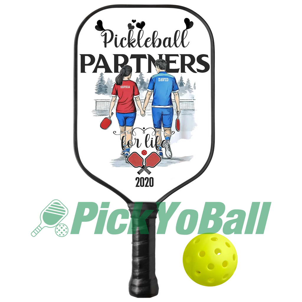 Personalized "Pickleball Partners For Life" Pickleball Paddle, Gift For Couples, Lovers