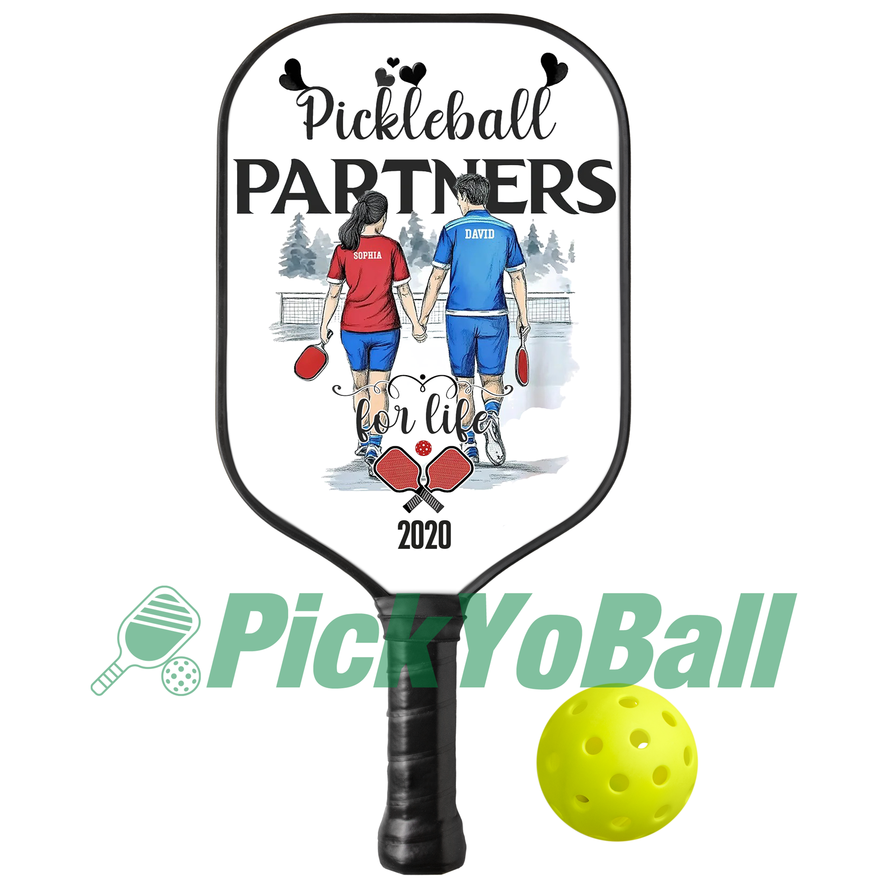 Personalized "Pickleball Partners For Life" Pickleball Paddle, Gift For Couples, Lovers