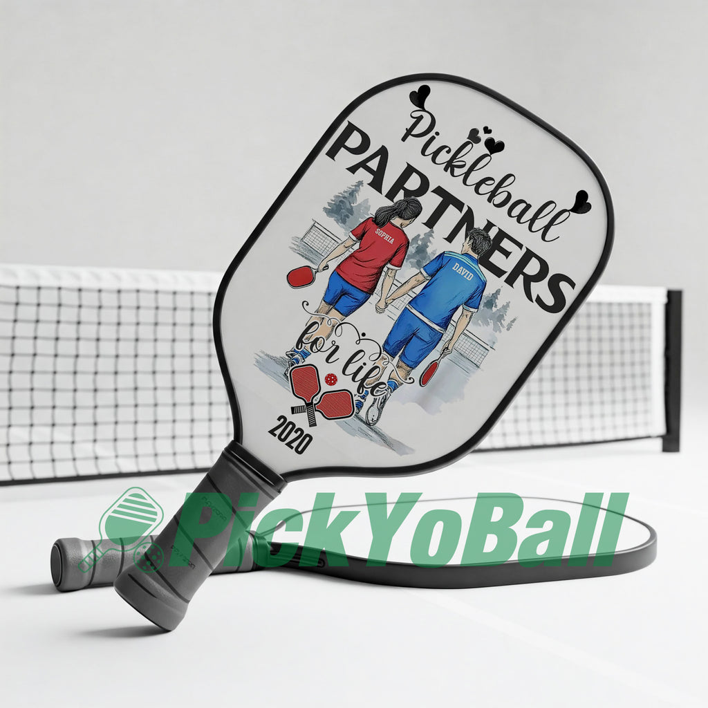 Personalized "Pickleball Partners For Life" Pickleball Paddle, Gift For Couples, Lovers