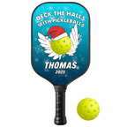 Personalized Christmas "Deck The Halls With Pickleballs" Paddle with Custom Name