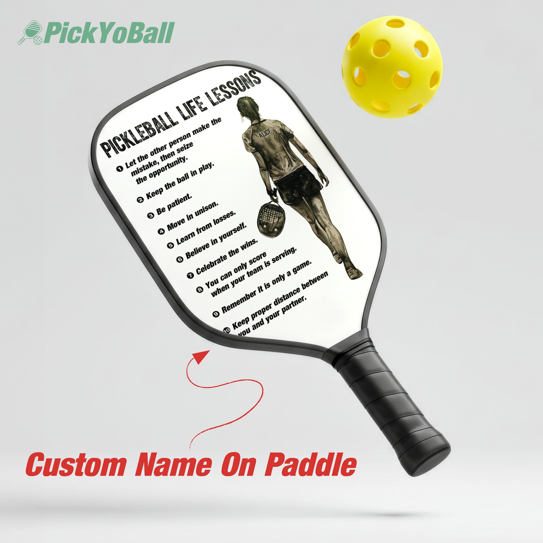 Personalized "Pickleball Life Lessons" - Pickleball Girl Paddle #2