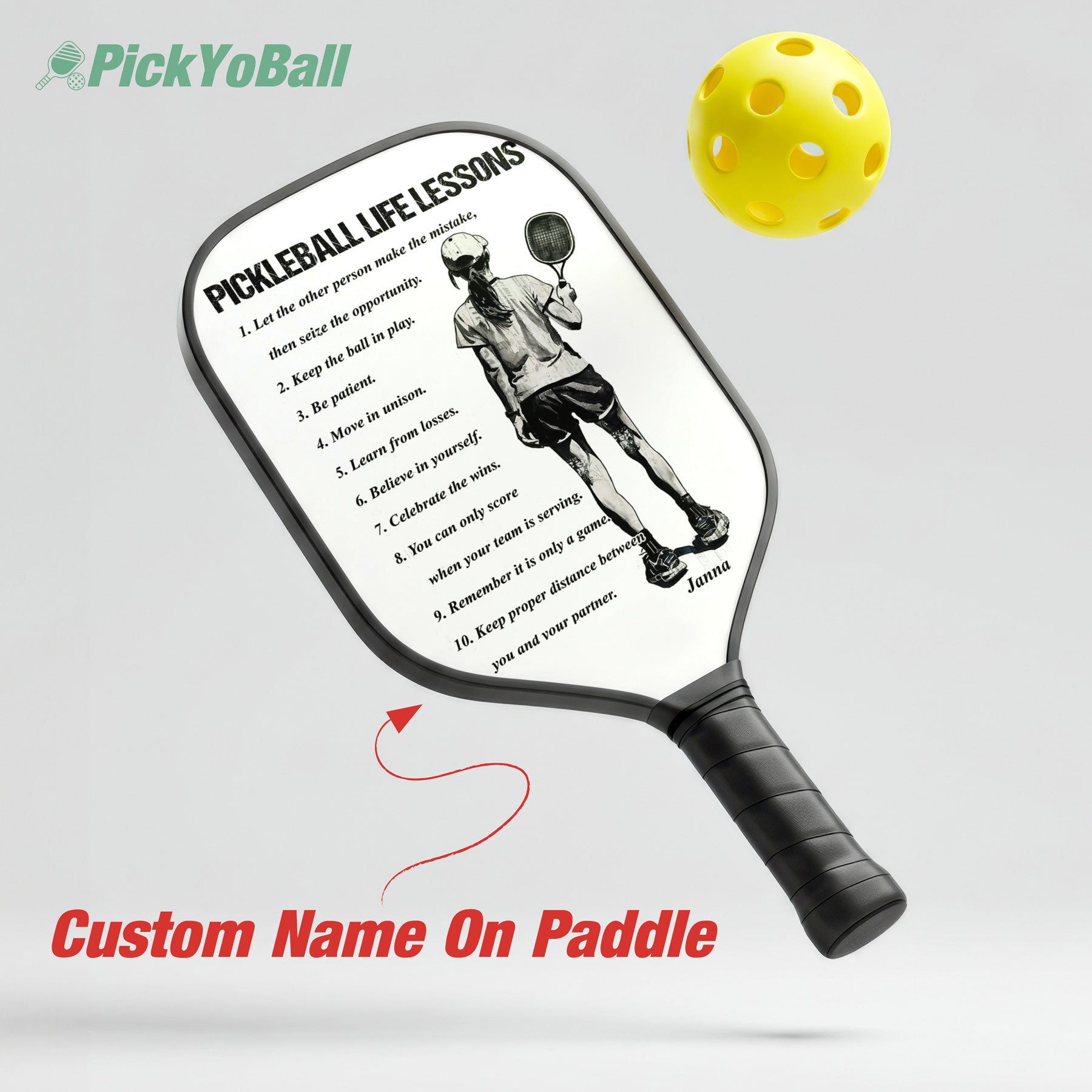 Personalized "Pickleball Life Lessons" - Pickleball Girl Paddle #1