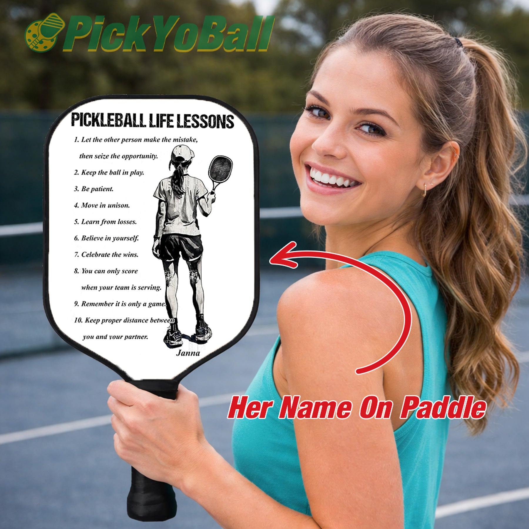 Personalized "Pickleball Life Lessons" - Pickleball Girl Paddle #1