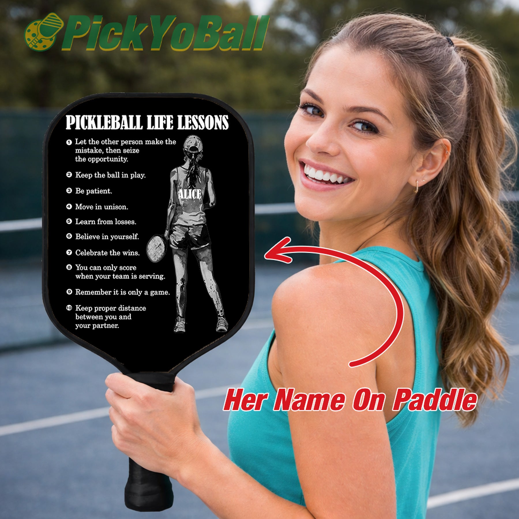 Personalized "Pickleball Life Lessons" - Pickleball Girl Paddle #4
