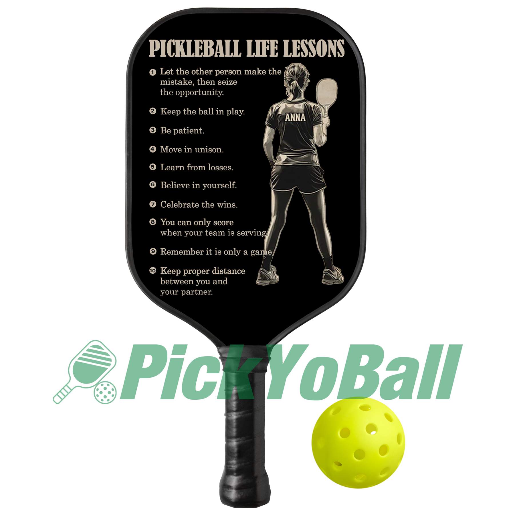 Personalized "Pickleball Life Lessons" - Pickleball Girl Paddle #3