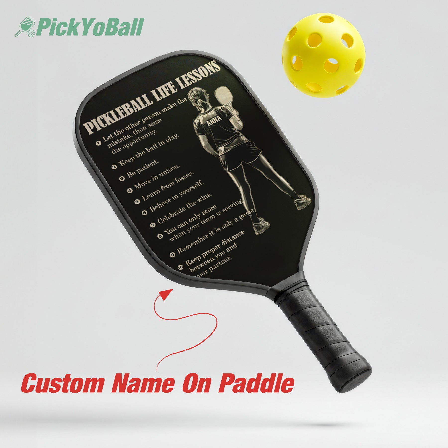 Personalized "Pickleball Life Lessons" - Pickleball Girl Paddle #3