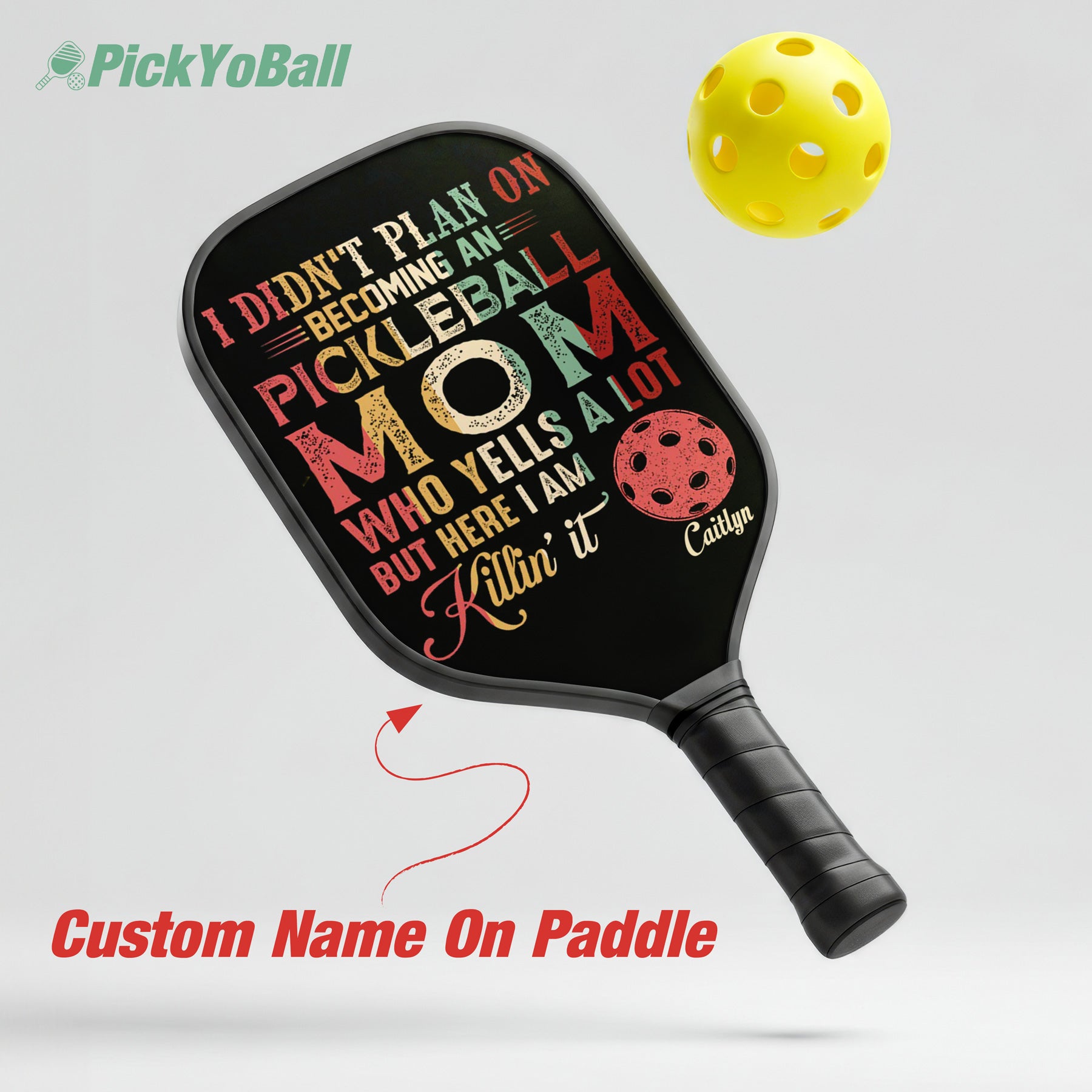 Personalized Pickleball Paddle, Pickleball Mom Killin' It Design With Custom Name For Her