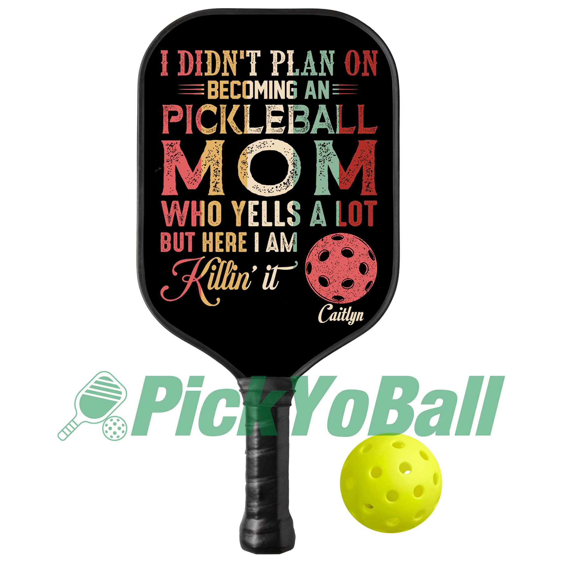 Personalized Pickleball Paddle, Pickleball Mom Killin' It Design With Custom Name For Her
