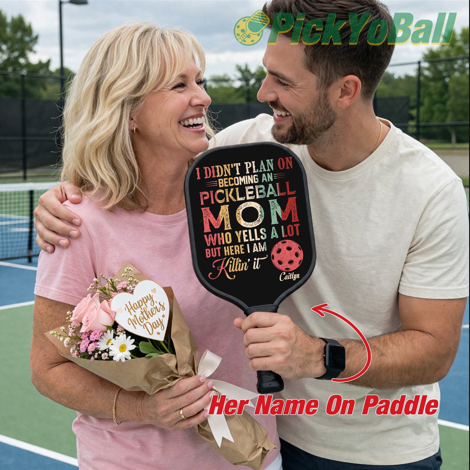 Personalized Pickleball Paddle, Pickleball Mom Killin' It Design With Custom Name For Her