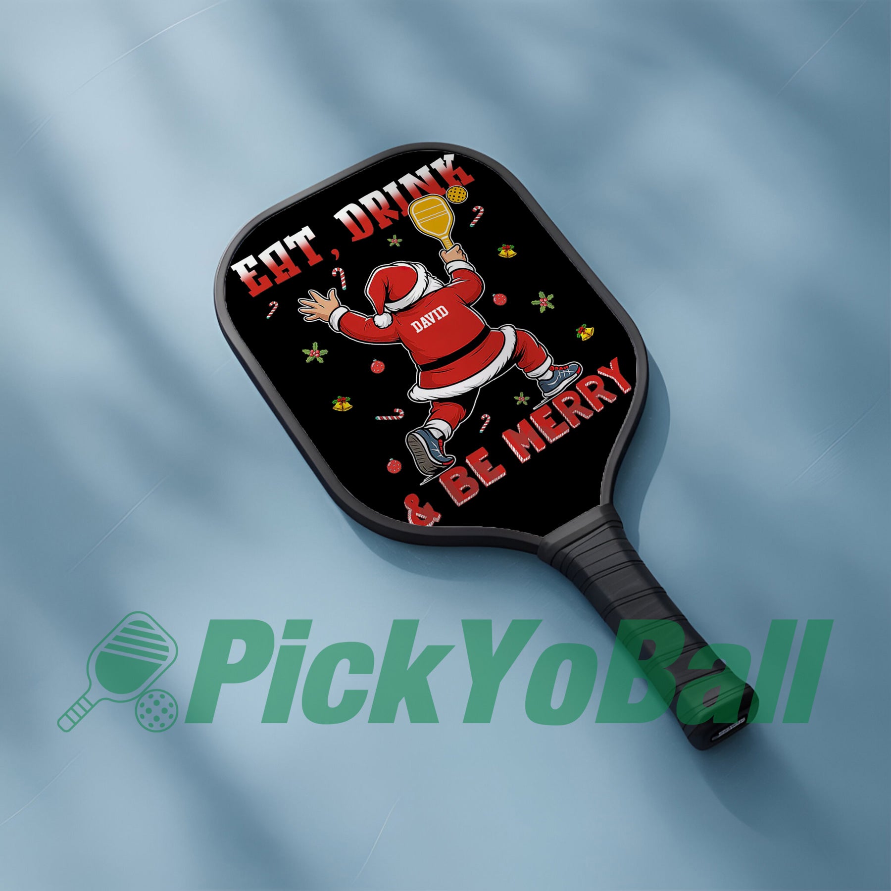 Personalized "Eat, Drink & Be Merry" Pickleball Paddle, Christmas Gift For Boyfriend, Husband, Dad