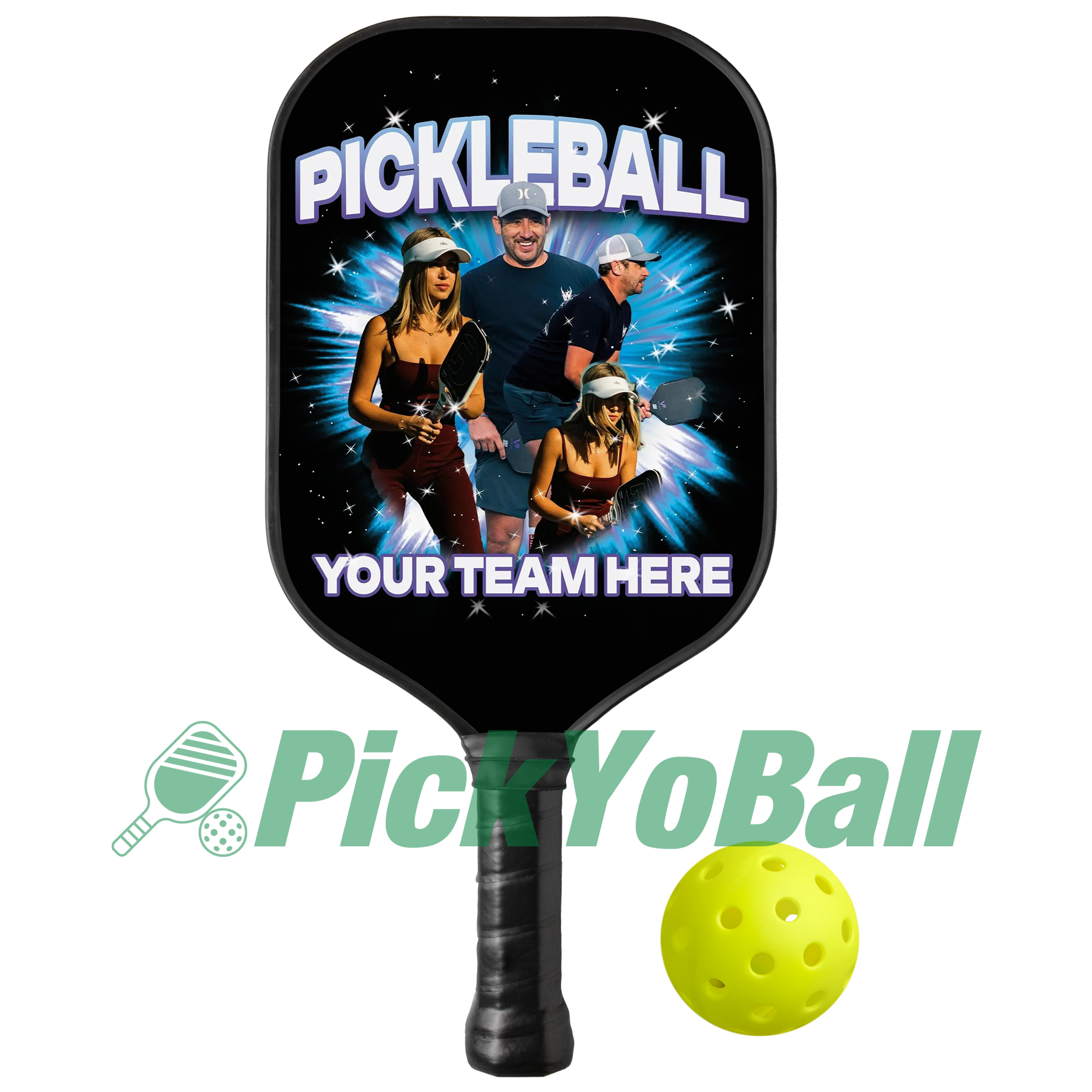 Personalized "My Pickleball Team" Paddle with Custom Name/Faces