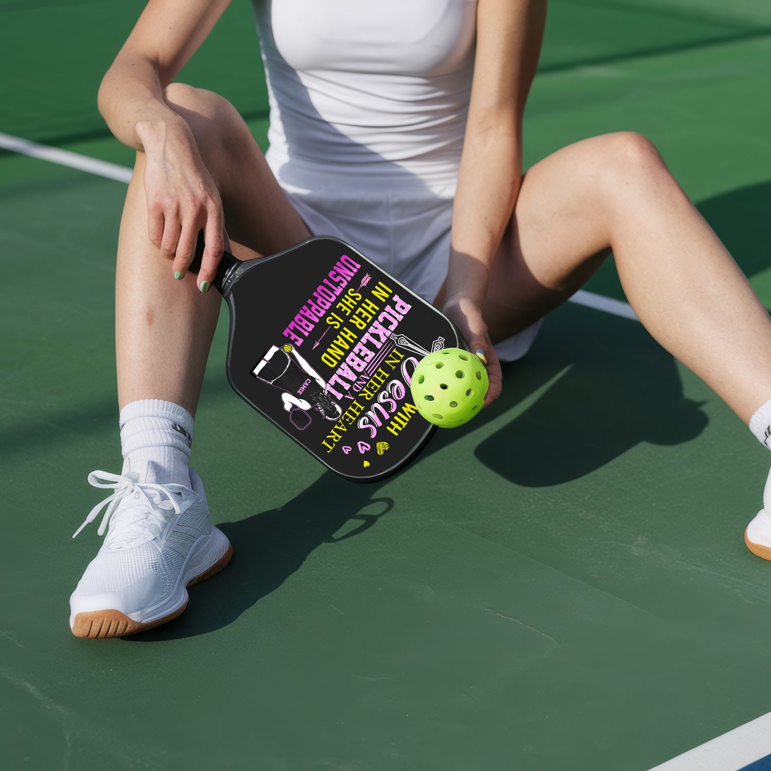 Personalized "Unstoppable Girl With Jesus in Her Heart And Pickleball In Her Hand" Paddle with Custom Name