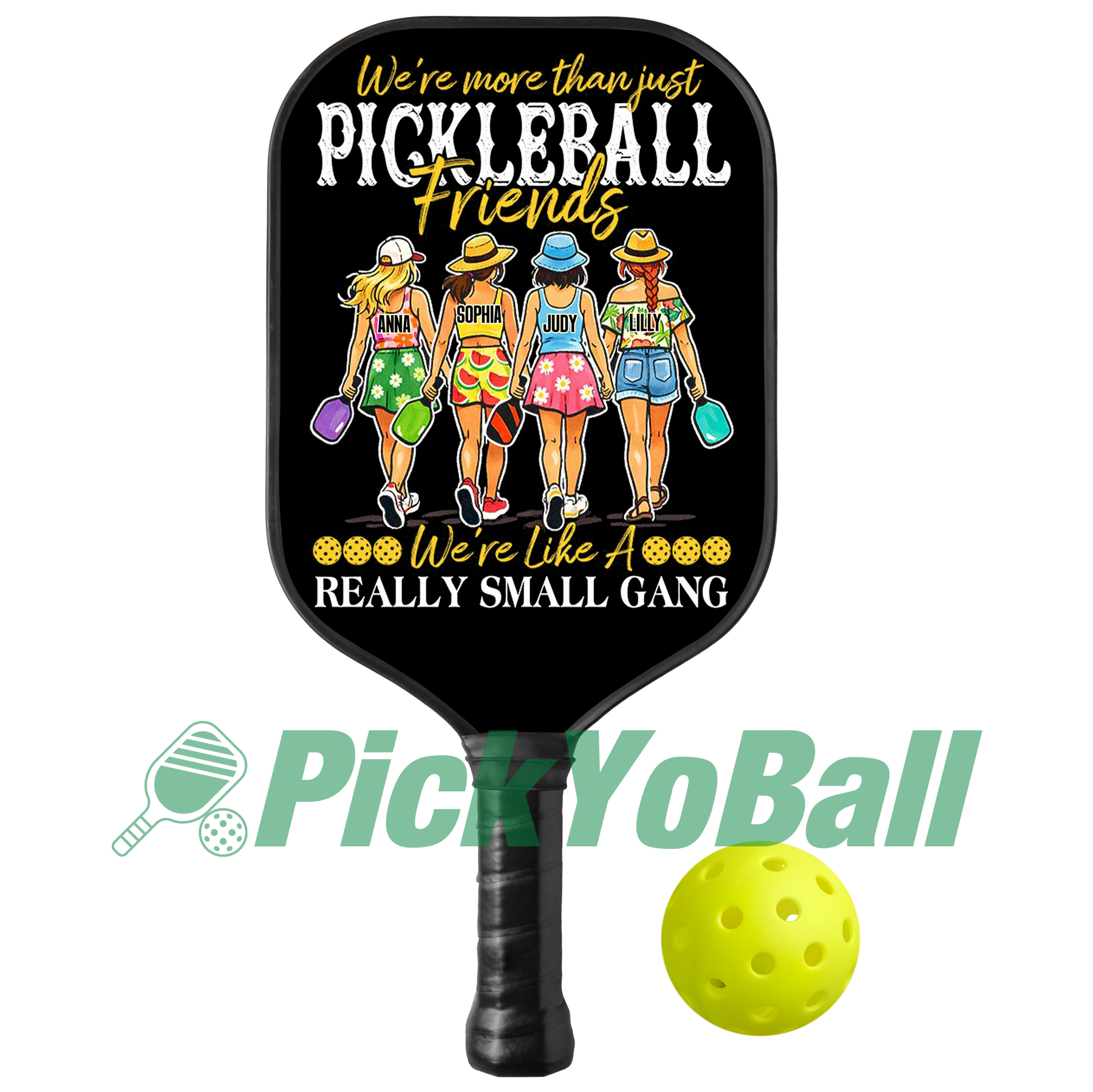 Personalized "We're more than just frends, we're a gang" Pickleball Team Paddle, Gift For Groups, Friends